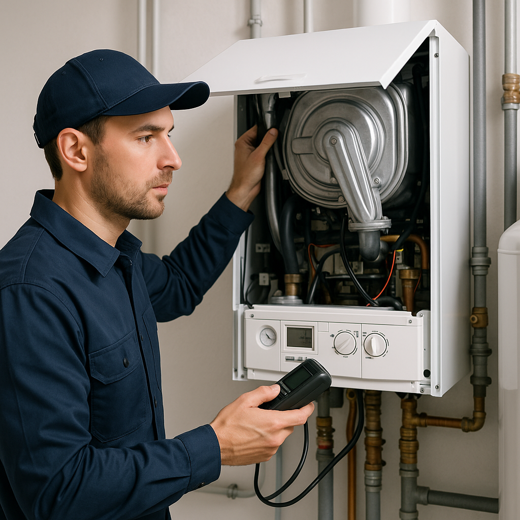 boiler engineer inspecting